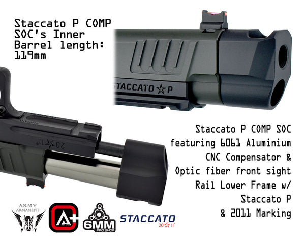 Army Armament Deluxe Ver. Licensed Staccato P Comp 2011 Airsoft Gas Blowback Pistol | Army Armament