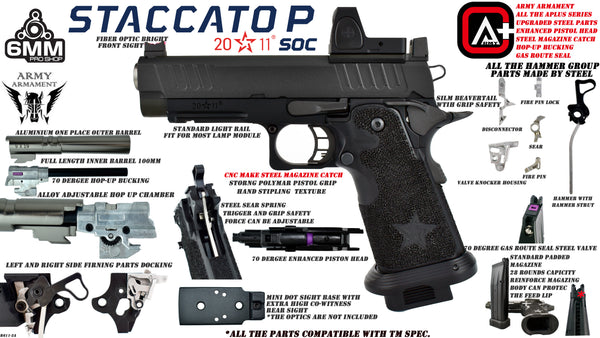Army Armament Deluxe Ver. Licensed Staccato P 2011 Airsoft Gas Blowback Pistol | Army Armament