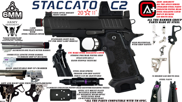 Army Armament Deluxe Ver. Licensed Staccato C2 2011 Airsoft Gas Blowback Pistol | Army Armament