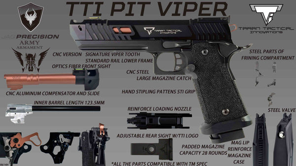Army Armament Deluxe CNC Ver. Taran Tactical Pit Viper Airsoft Gas Blowback Pistol | Army Armament