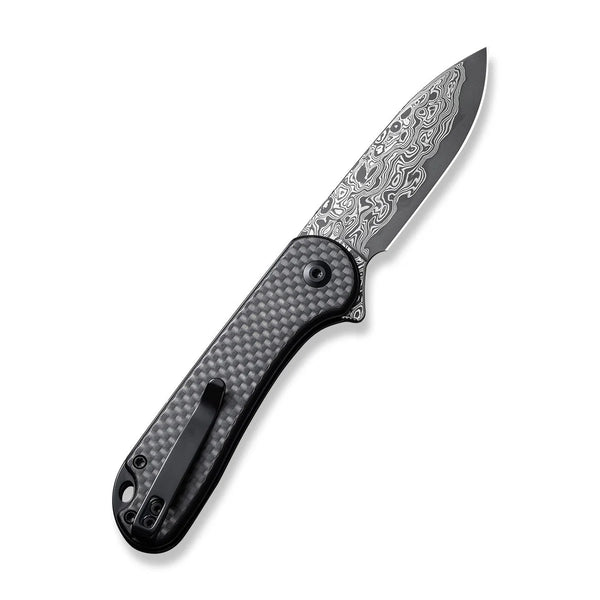 Civivi C18062PB-DS1 Button Lock Elementum II Flipper Knife w/ Carbon Fiber Handle – Damascus Steel