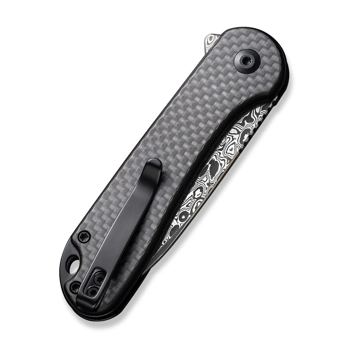 Civivi C18062PB-DS1 Button Lock Elementum II Flipper Knife w/ Carbon Fiber Handle – Damascus Steel