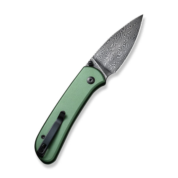 Civivi C22030E-DS1 Qubit Folding Knife w/ Green Aluminum Handle – Damascus Steel