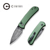 Civivi C22030E-DS1 Qubit Folding Knife w/ Green Aluminum Handle – Damascus Steel