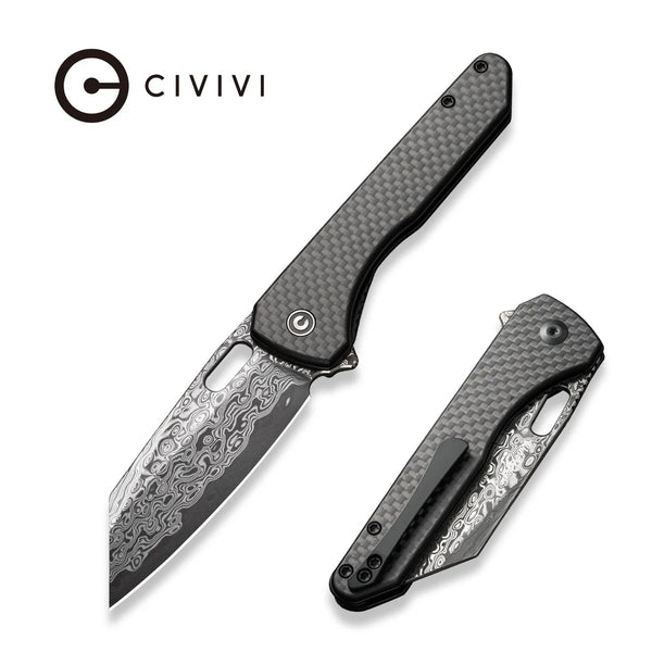 Civivi C23060-DS1 Nugz Flipper Folding Knife w/ Carbon Fiber & G10 Handle – Damascus Steel