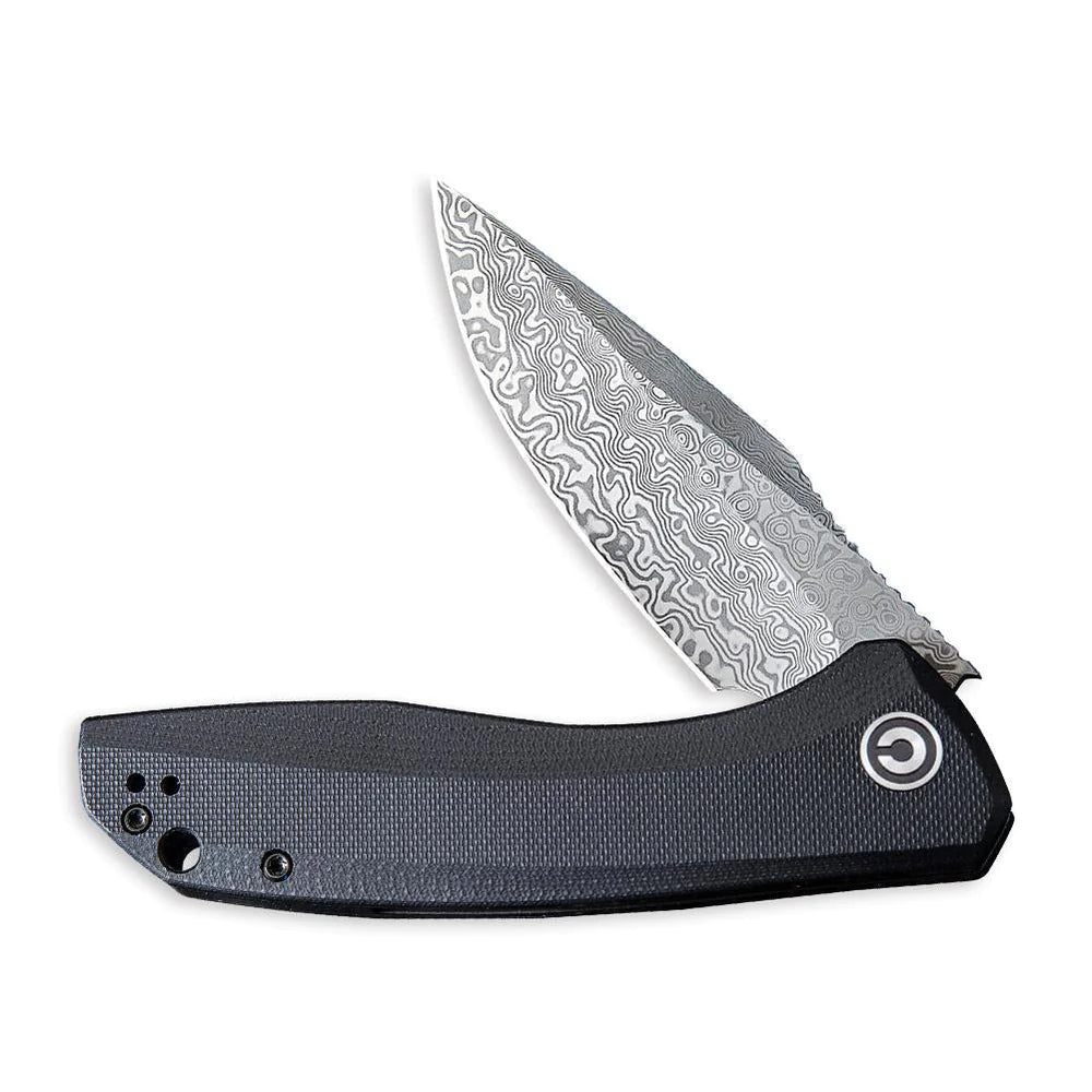 Civivi C801DS Baklash Flipper Folding Knife – Damascus Blade w/ Black G10 Handle | Civivi Knives