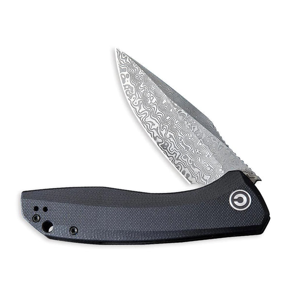 Civivi C801DS Baklash Flipper Folding Knife – Damascus Blade w/ Black G10 Handle | Civivi Knives