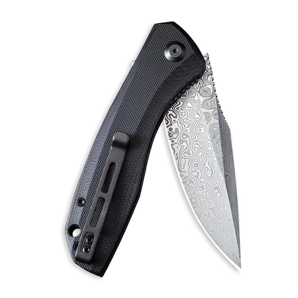 Civivi C801DS Baklash Flipper Folding Knife – Damascus Blade w/ Black G10 Handle | Civivi Knives