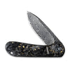 Civivi C907C-DS1 Elementum Folding Knife w/ Shredded Carbon Fiber & Golden Flakes Handle – Damascus Steel