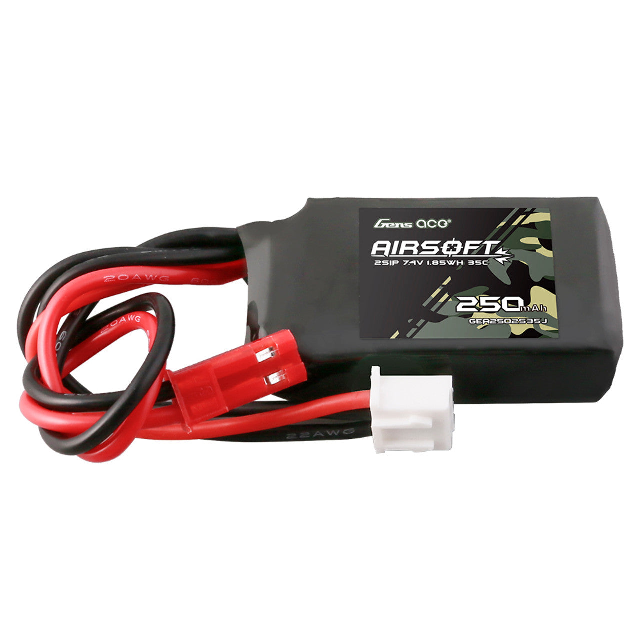 Gens Ace 250mAh 2S 35C 7.4v LiPo Battery with JST Plug