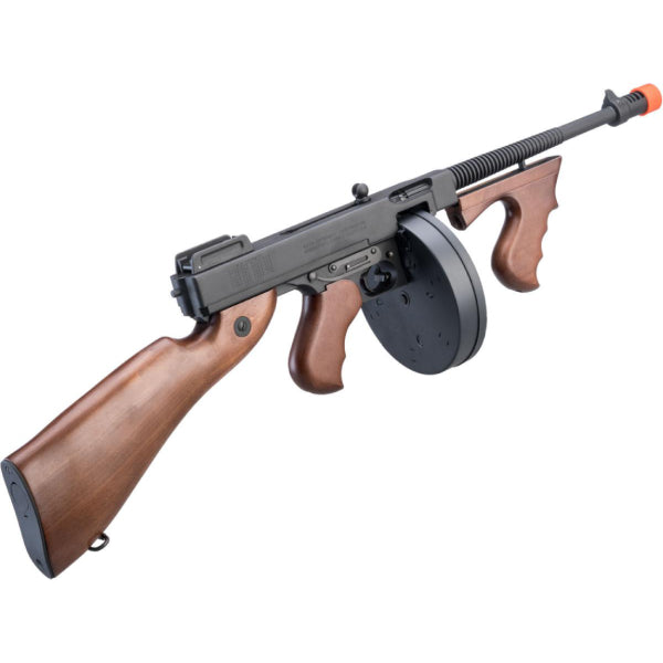 King Arms Licensed “Chicago Typewriter” Thompson M1928 Airsoft AEG Rifle w/ Mosfet – Real Wood Furniture | King Arms
