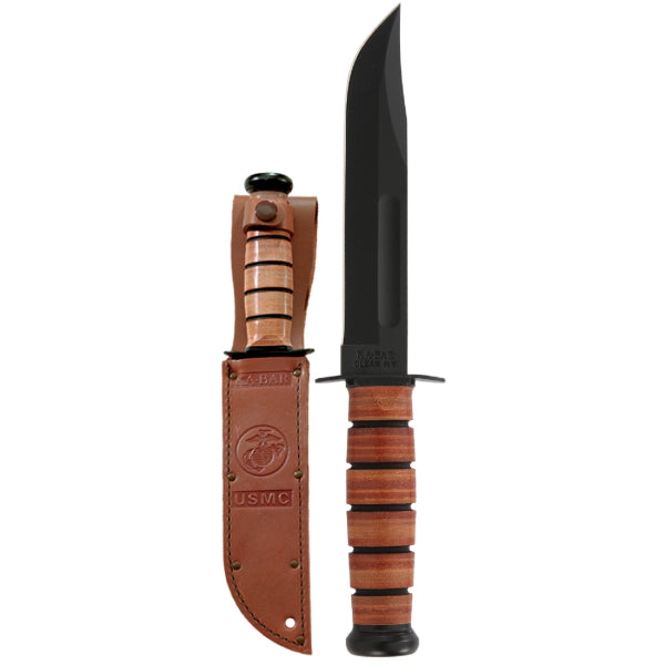 KA-BAR 1217 Combat Knife – USMC Straight Edge w/ Leather Sheath