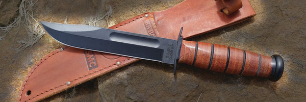 KA-BAR 1217 Combat Knife – USMC Straight Edge w/ Leather Sheath