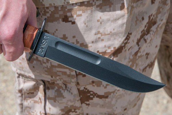 KA-BAR 1217 Combat Knife – USMC Straight Edge w/ Leather Sheath