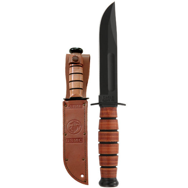 Ka-Bar 1250 USMC Short Combat Knife – Leather Handle & Sheath