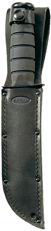 Ka-Bar 1255 Short Combat Knife – Black Tanto Serrated w/ Leather Sheath | Ka-Bar
