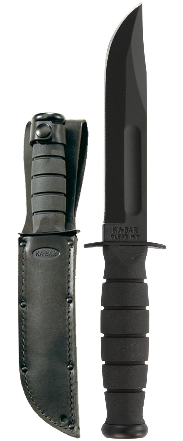 Ka-Bar 1256 Short Combat Knife w/ Black Leather Sheath | Ka-Bar