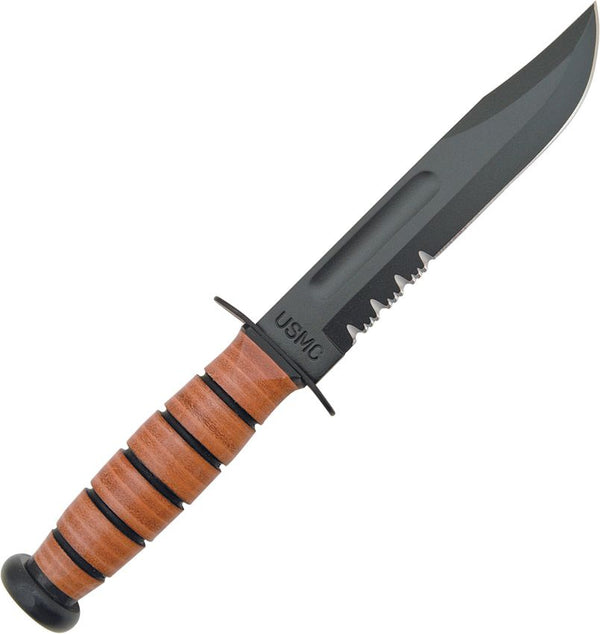 Ka-Bar 5018 Full-Size USMC Fighting Knife 7” Fixed Blade – Half Serrated, Hard Sheath | Ka-Bar