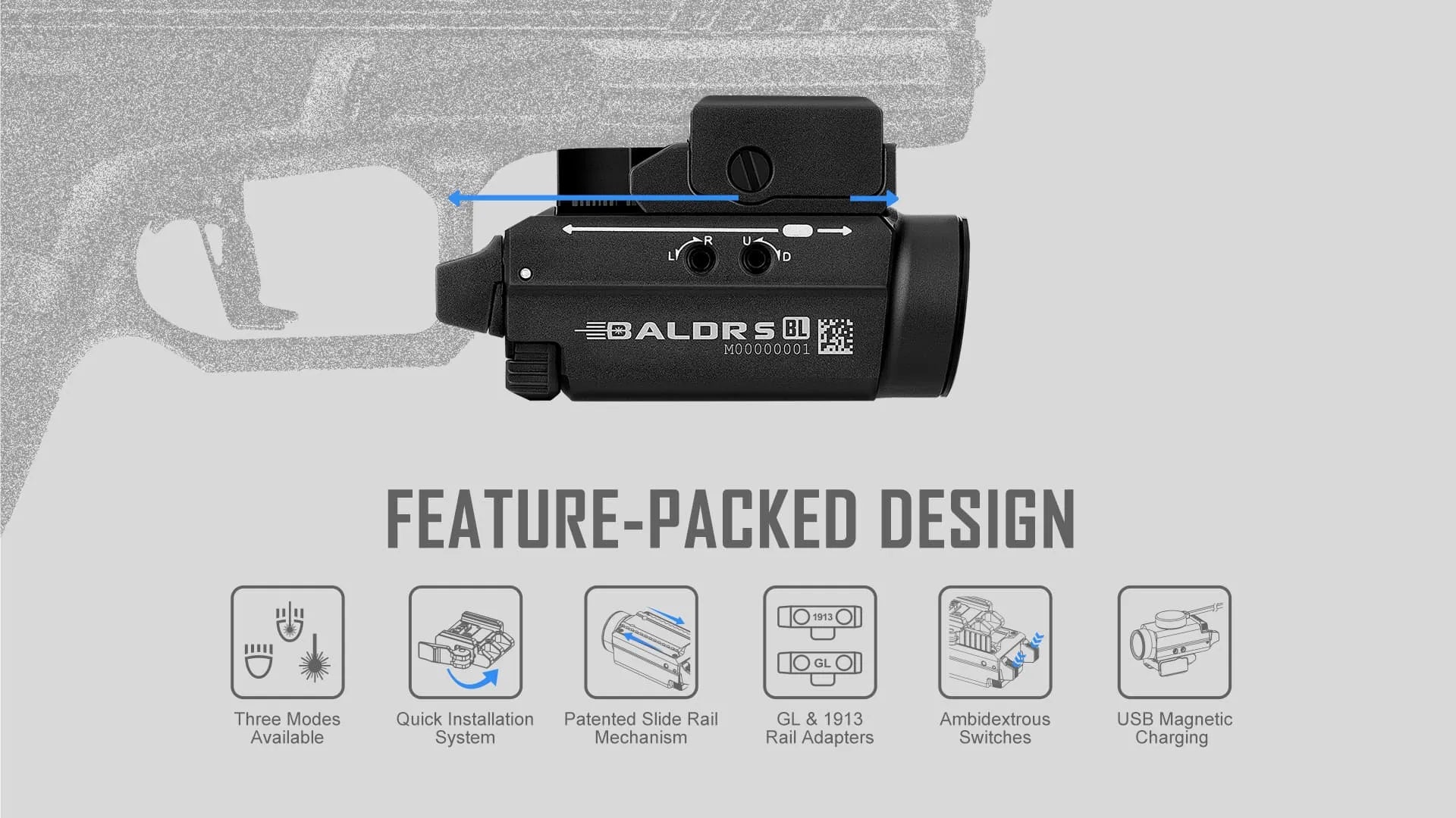 Olight Baldr S Tactical Flashlight/Laser – 800lumens Black