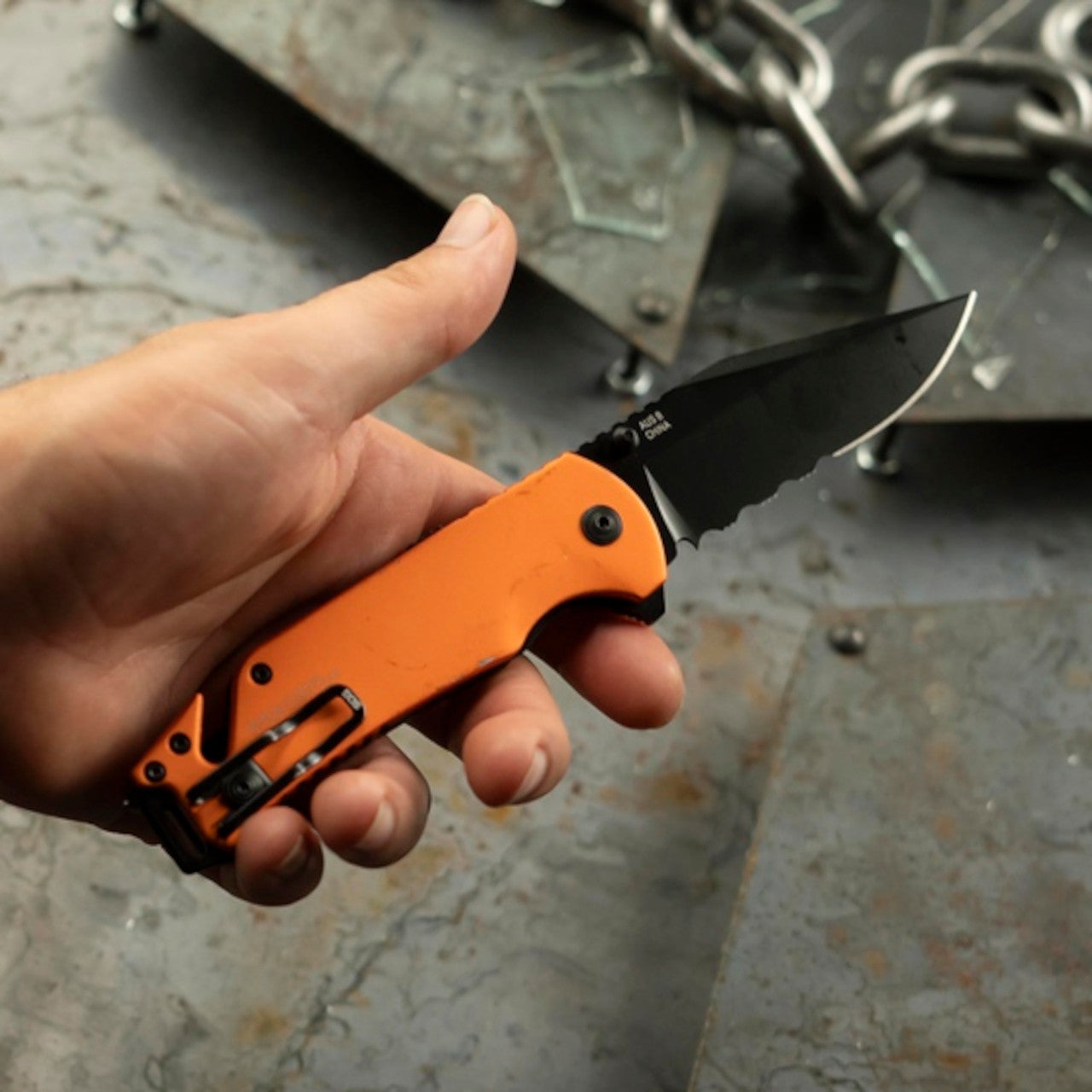 SOG Escape ATK 2.0 Assisted Rescue Folding Knife – Hi-Vz Orange
