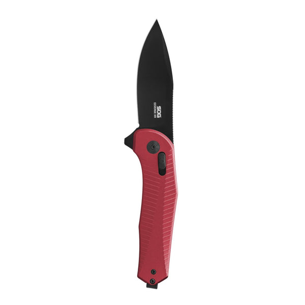 SOG Diverge XR Folding Knife w/ Red 6061 Aluminum Handle – D2 Steel Blade