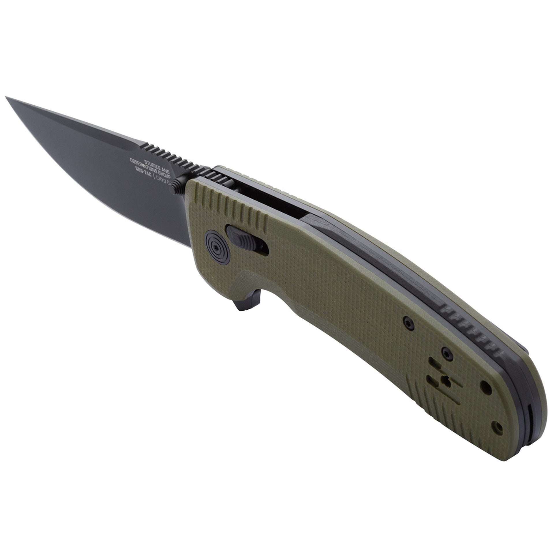 SOG Tac XR Folding Knife w/ OD Green Handle – D2 Steel