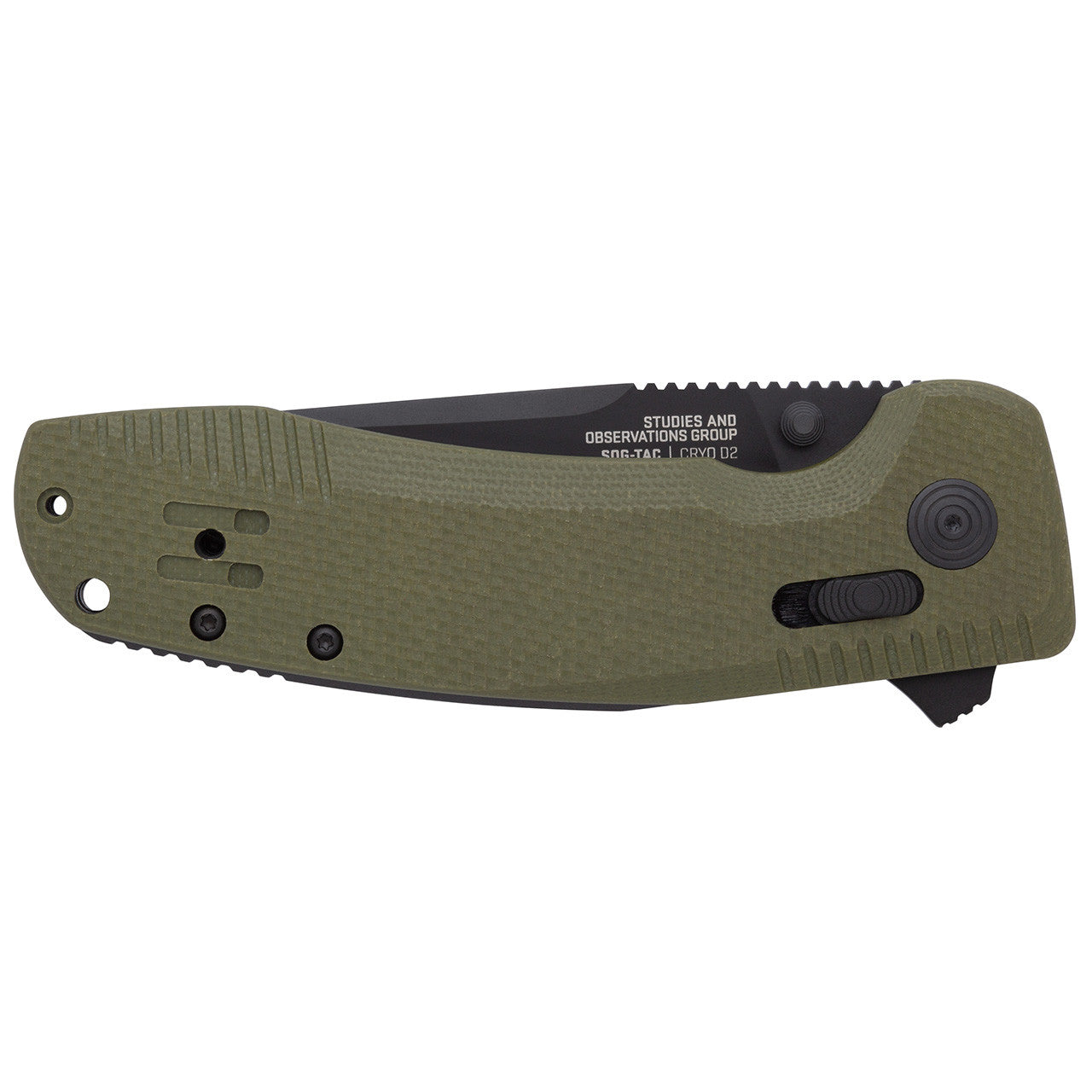 SOG Tac XR Folding Knife w/ OD Green Handle – D2 Steel