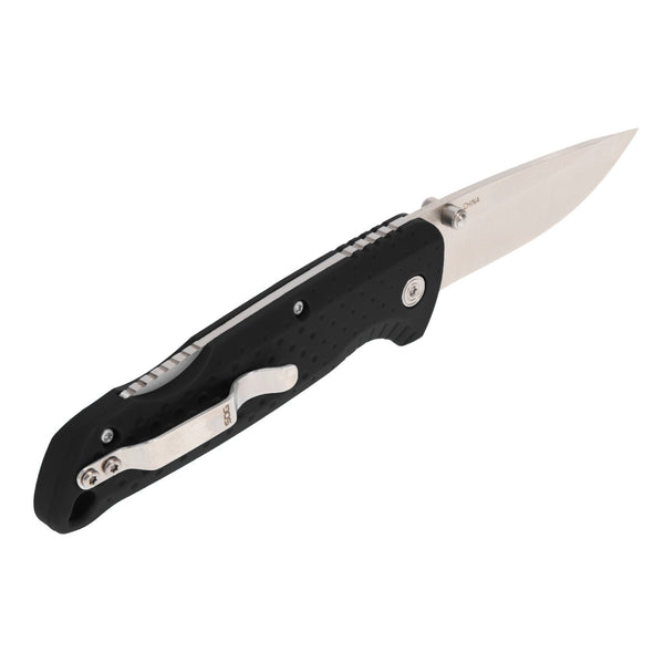 SOG Adventurer LB Folding Knife – Black Handle w/ Satin Blade