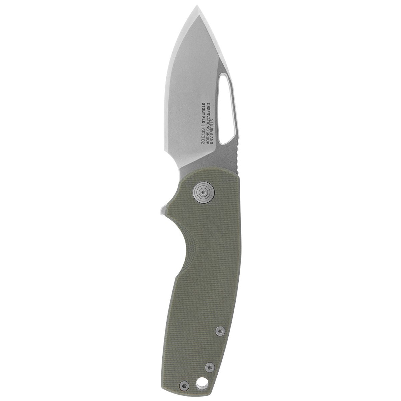 SOG Stout FLK Folding Knife w/ Olive Drab G10 Handle – D2 Steel
