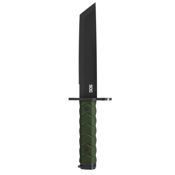 SOG Tanto Bayonet Fixed Blade Knife w/ Sheath- OD Green Handle