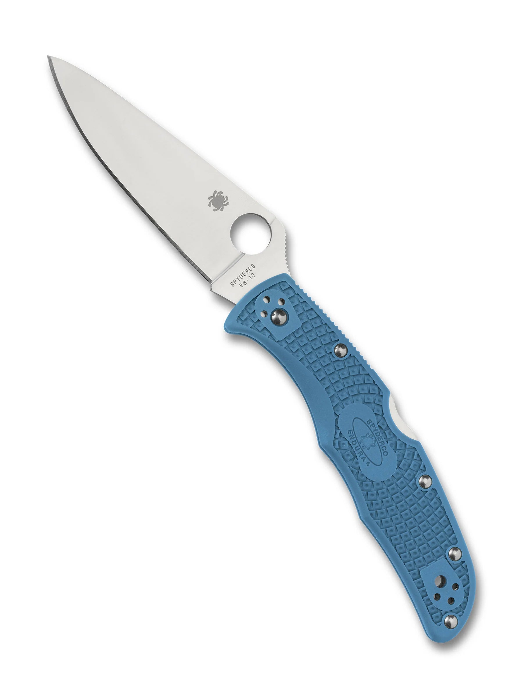 Spyderco Endura 4 Flat Ground Folding Knife – VG10, Blue Handle C10FPBL