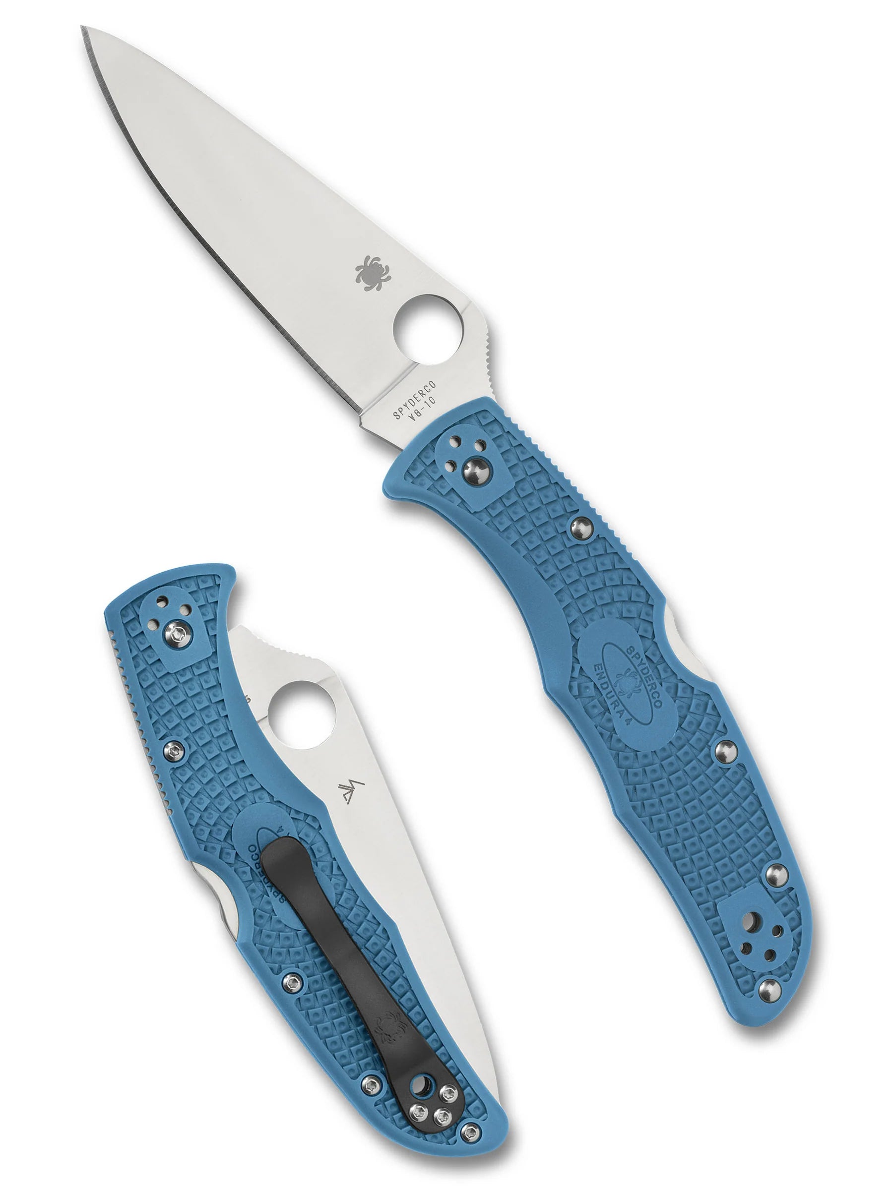 Spyderco Endura 4 Flat Ground Folding Knife – VG10, Blue Handle C10FPBL