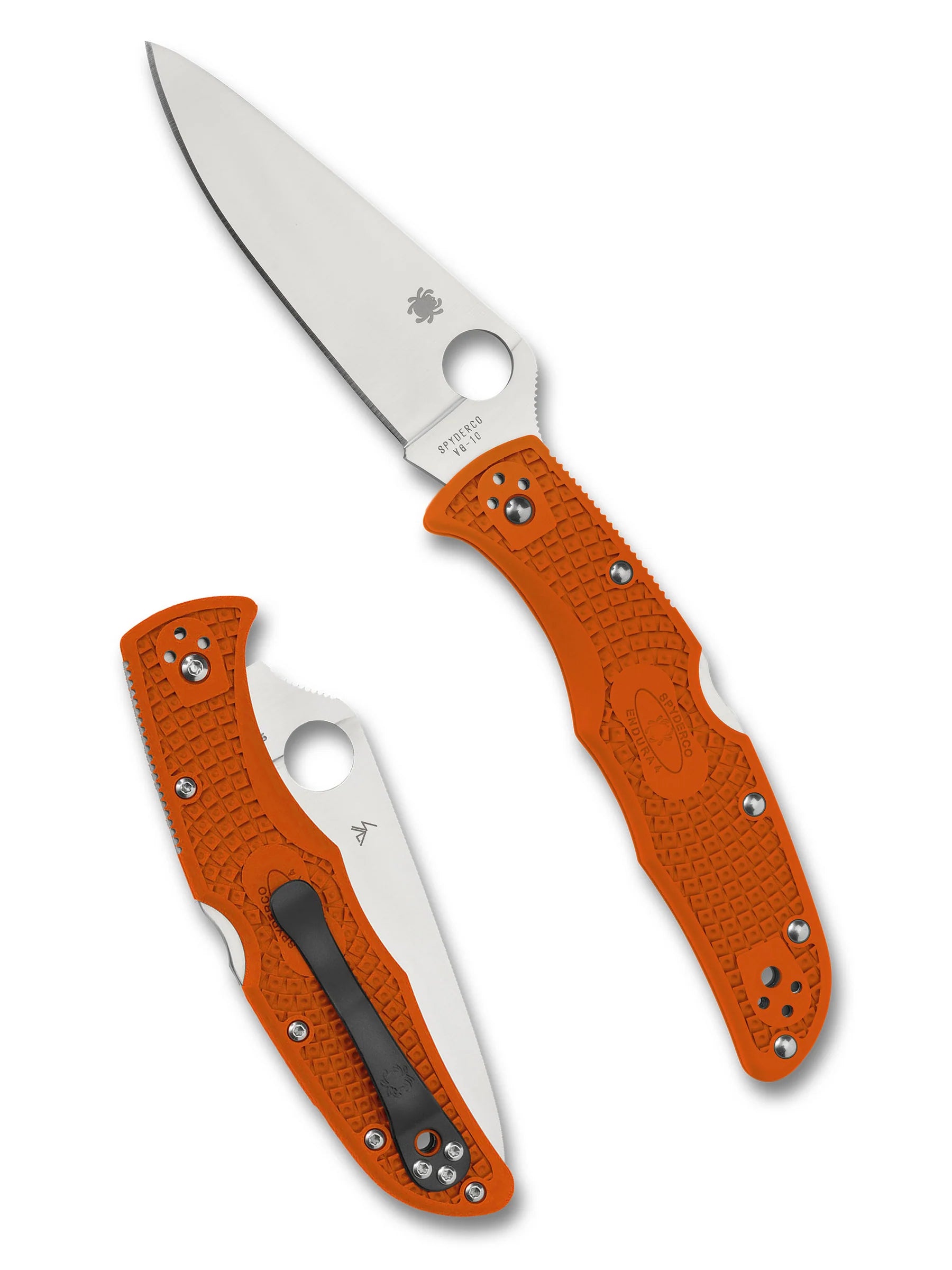 Spyderco Endura 4 Flat Ground Folding Knife – VG10, Orange Handle C10FPOR