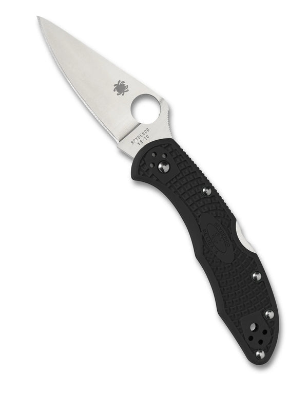 Spyderco Delica 4 Flat Ground Folding Knife – VG10, Black Handle C11FPBK