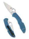 Spyderco Delica 4 Flat Ground Folding Knife – VG10, Blue Handle C11FPBL