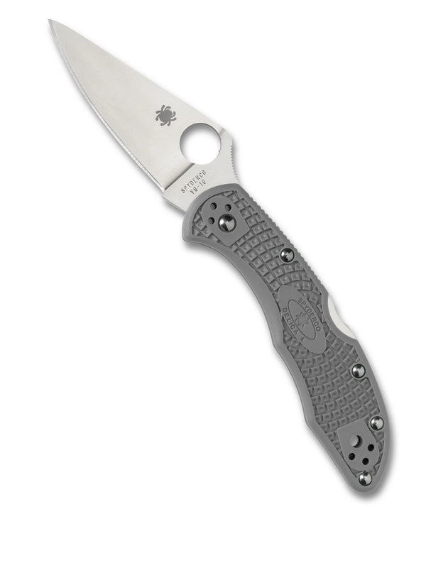 Spyderco Delica 4 Flat Ground Folding Knife – VG10, Grey Handle C11FPGY
