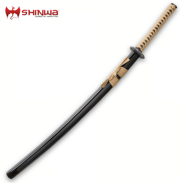 United Cutlery Shinwa Makaku Katana/Samurai Sword – Hand Forged Damascus Steel w/ Genuine Ray Skin Handle & Lacquered Wooden Sheath | United Cutlery