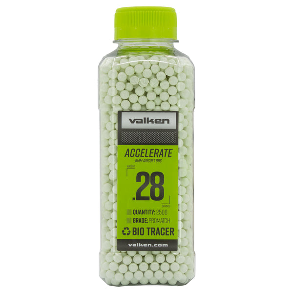 Valken Accelerate Biodegradable 0.28g Tracer Airsoft BBs – 2500ct | Valken