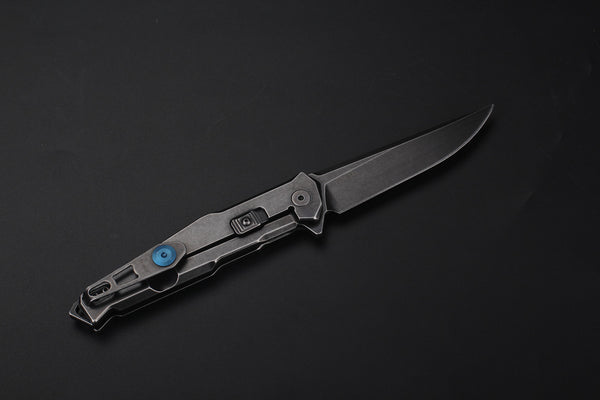 Ruike P108-SB Stonewash Folding Knife – Black | Ruike