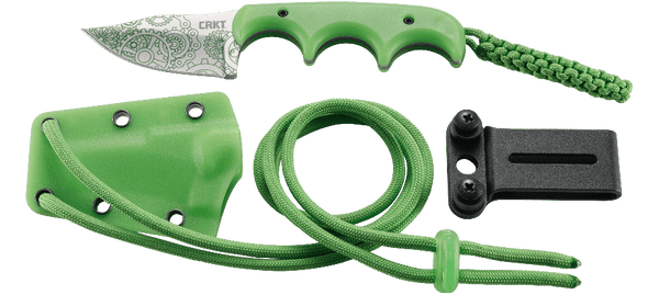 CRKT Minimalist “Bowie” Fixed Blade Knife – Green w/ Gear Pattern | CRKT