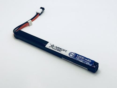 Airsoft Logic 11.1v 1200mAh 20C LiPo Battery – Thin Stick (For AKs) Small Tamiya | Airsoft Logic