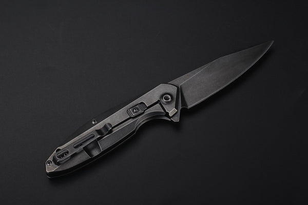 Ruike P128-SB Folding Knife – Black Stonewashed | Ruike