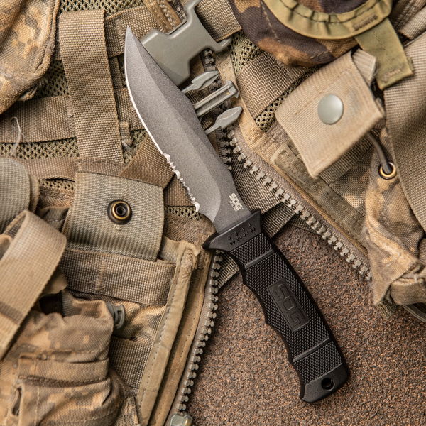 SOG Seal Pup Fixed Blade Knife – Serrated w/ Hard Nylon Sheath | SOG Knives