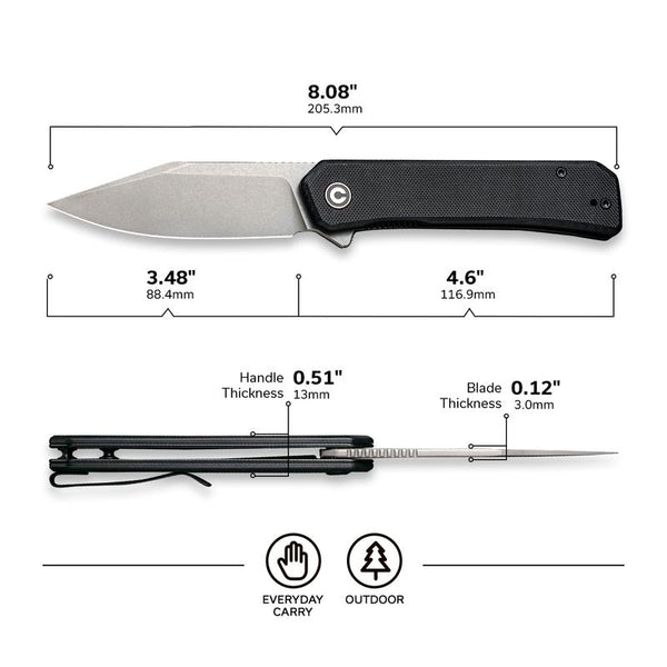 Civivi Relic Folding Knife – Stonewashed Clip-point Blade w/ Black G10 Handle | Civivi Knives