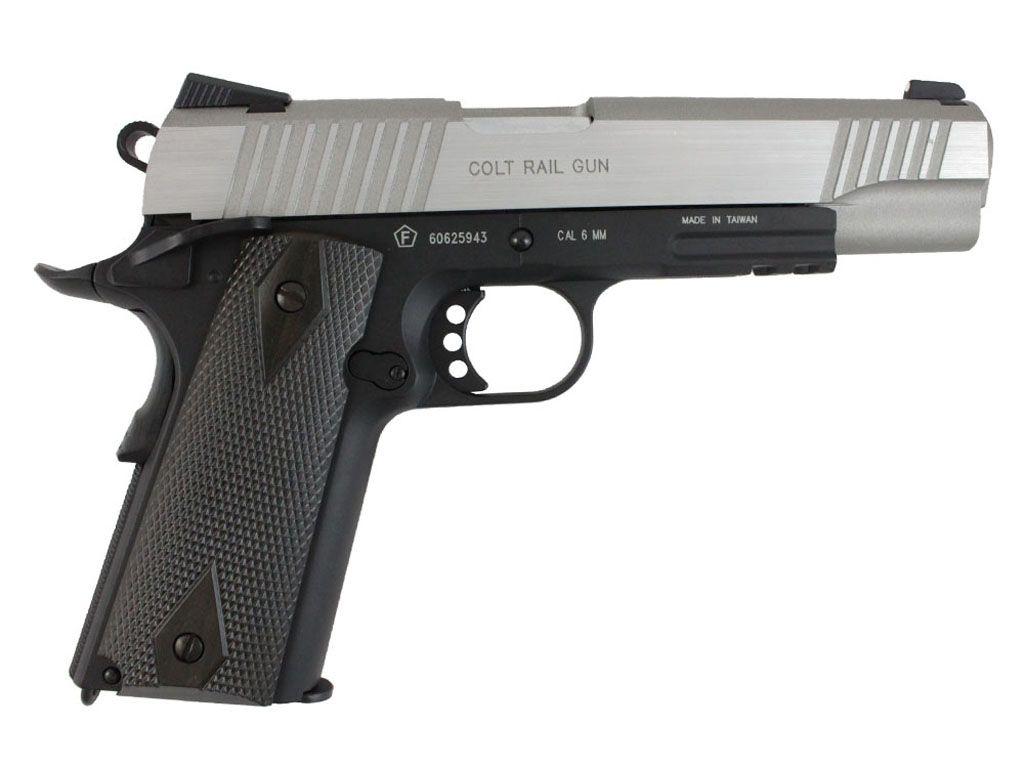 Cybergun Colt Licensed M1911 Two Tone Silver CO2 Blowback Airsoft Pistol By KWC | Cyber Gun