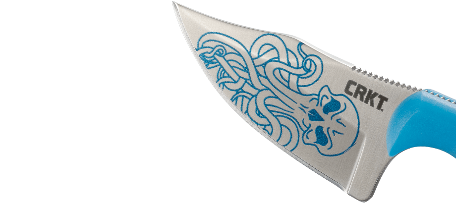 CRKT Minimalist “Bowie” Fixed Blade Knife – Blue w/ Cthulhu Pattern | CRKT