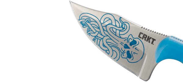 CRKT Minimalist “Bowie” Fixed Blade Knife – Blue w/ Cthulhu Pattern | CRKT