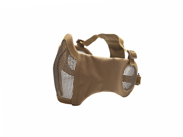 ASG Metal Mesh Airsoft Mask w/ Cheekpad & Ear Protection – Desert Tan | Action Sport Games