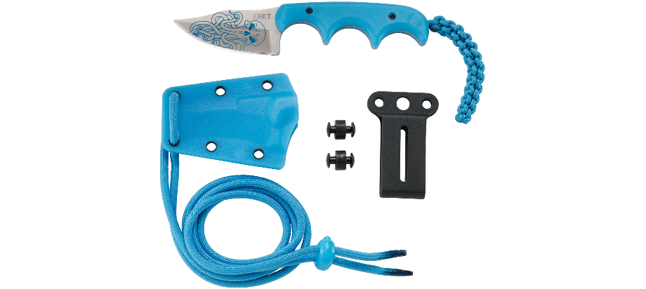 CRKT Minimalist “Bowie” Fixed Blade Knife – Blue w/ Cthulhu Pattern | CRKT