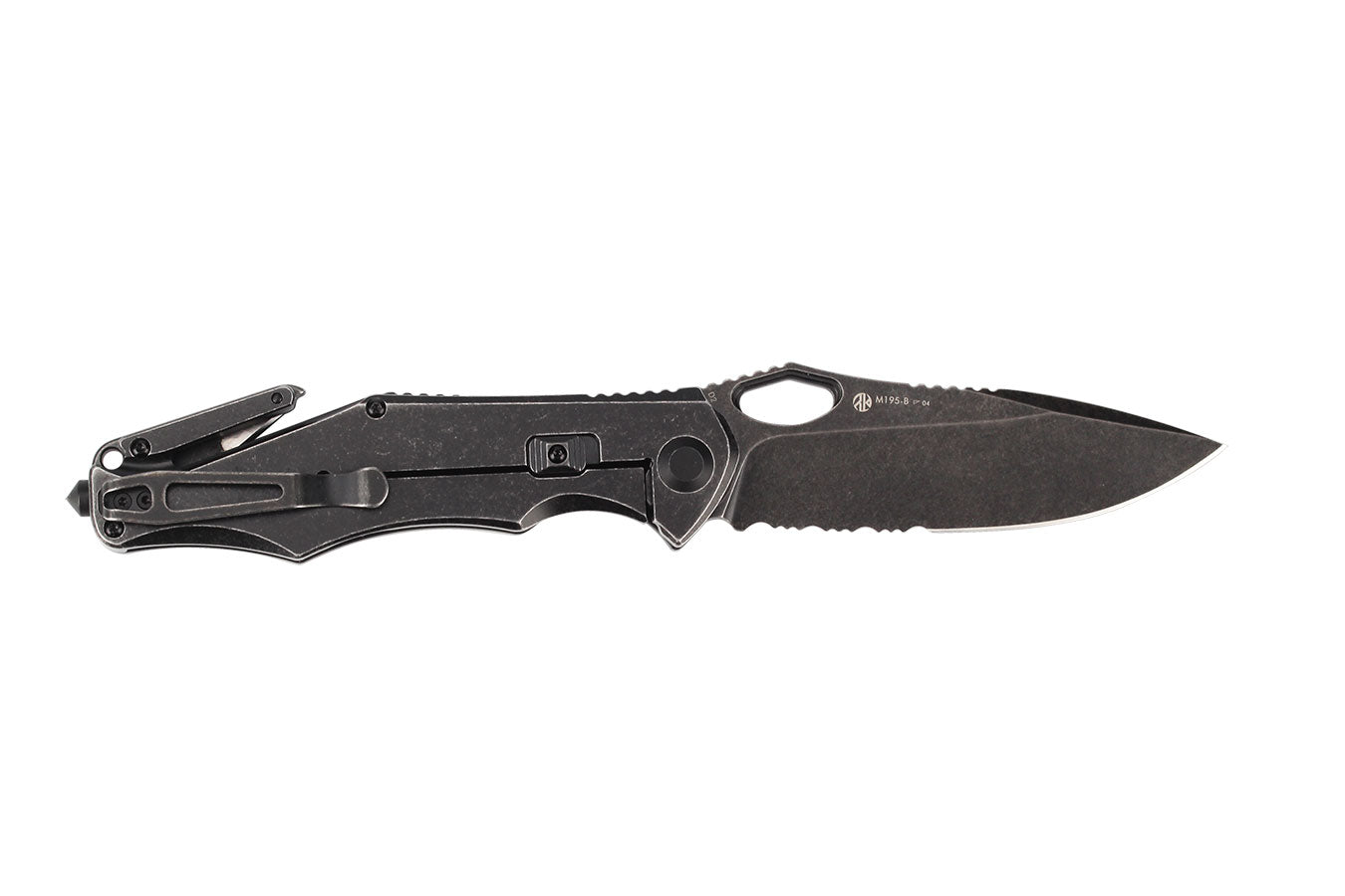 Ruike M195 Rescue Folding Knife – Black w/ D2 Steel Combo Edge | Ruike